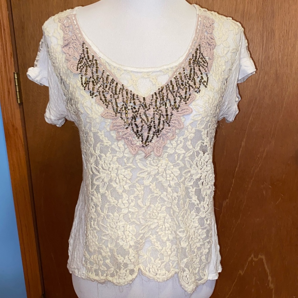 Daytrip top with lace & beading size S